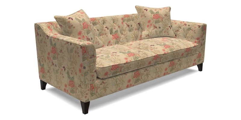 Haresfield 3 Seater Sofa in Linwood Omega Velvet Omega Airforce with Contrasting Piping
