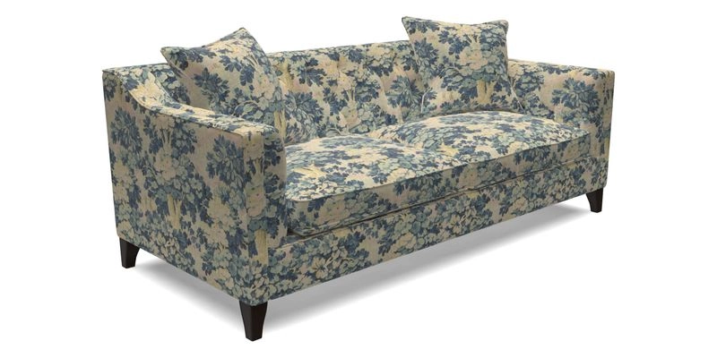 Haresfield 3 Seater Sofa in Linwood Omega Velvet Omega Airforce with Contrasting Piping