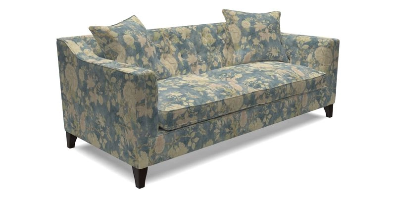 Haresfield 3 Seater Sofa in Linwood Omega Velvet Omega Airforce with Contrasting Piping