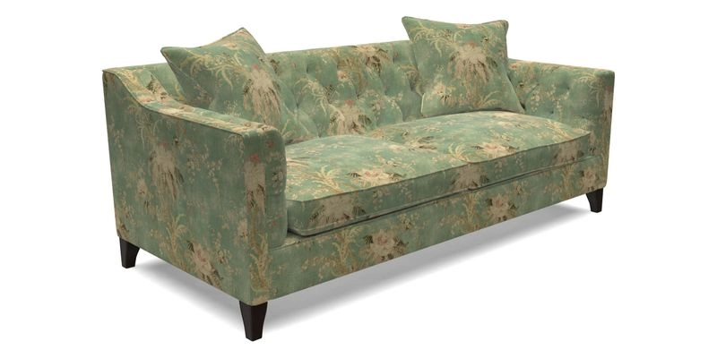 Haresfield 3 Seater Sofa in Linwood Omega Velvet Omega Airforce with Contrasting Piping