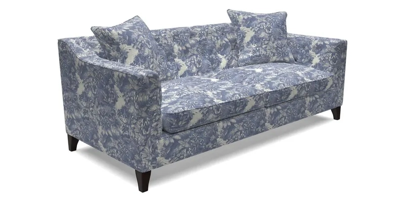 Haresfield 3 Seater Sofa in Linwood Omega Velvet Omega Airforce with Contrasting Piping