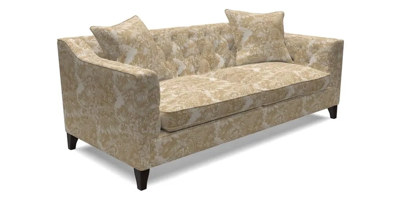 Haresfield 3 Seater Sofa in Linwood Omega Velvet Omega Airforce with Contrasting Piping