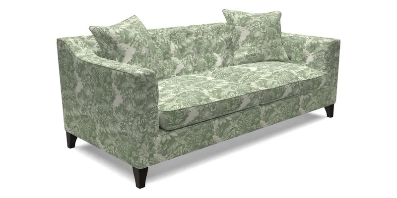 Haresfield 3 Seater Sofa in Linwood Omega Velvet Omega Airforce with Contrasting Piping