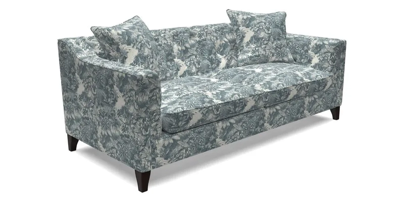 Haresfield 3 Seater Sofa in Linwood Omega Velvet Omega Airforce with Contrasting Piping