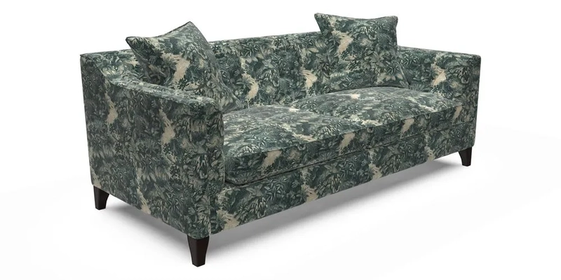 Haresfield 3 Seater Sofa in Linwood Omega Velvet Omega Airforce with Contrasting Piping