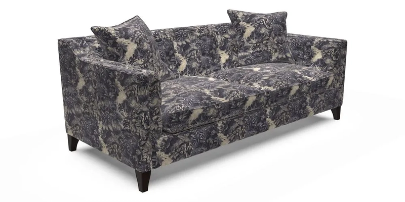 Haresfield 3 Seater Sofa in Linwood Omega Velvet Omega Airforce with Contrasting Piping