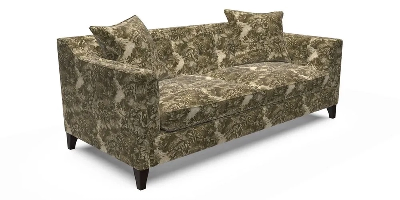 Haresfield 3 Seater Sofa in Linwood Omega Velvet Omega Airforce with Contrasting Piping