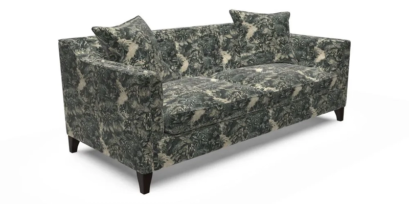 Haresfield 3 Seater Sofa in Linwood Omega Velvet Omega Airforce with Contrasting Piping