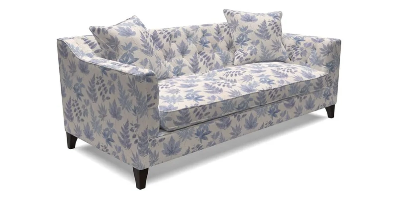 Haresfield 3 Seater Sofa in Linwood Omega Velvet Omega Airforce with Contrasting Piping
