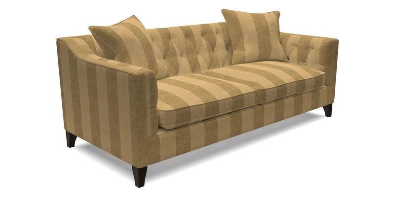 Haresfield 3 Seater Sofa in Linwood Omega Velvet Omega Airforce with Contrasting Piping
