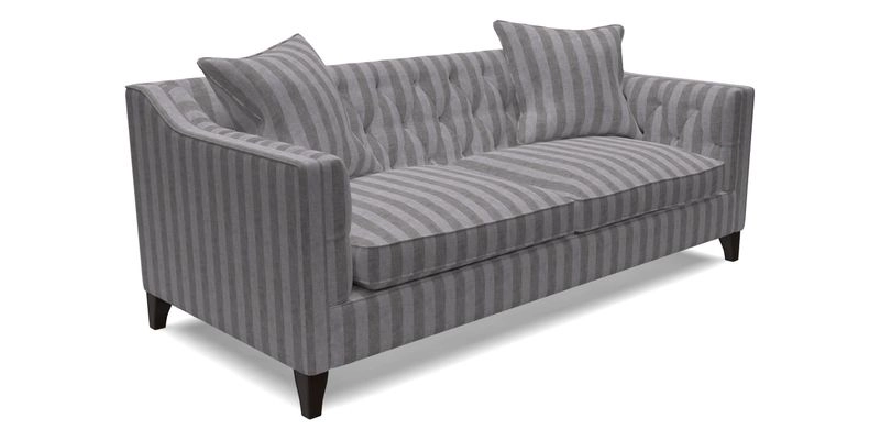 Haresfield 3 Seater Sofa in Linwood Omega Velvet Omega Airforce with Contrasting Piping