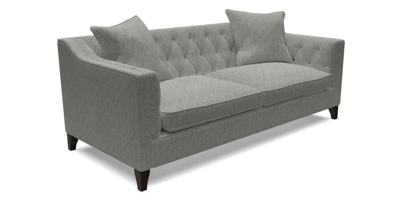 Haresfield 3 Seater Sofa in Linwood Omega Velvet Omega Airforce with Contrasting Piping
