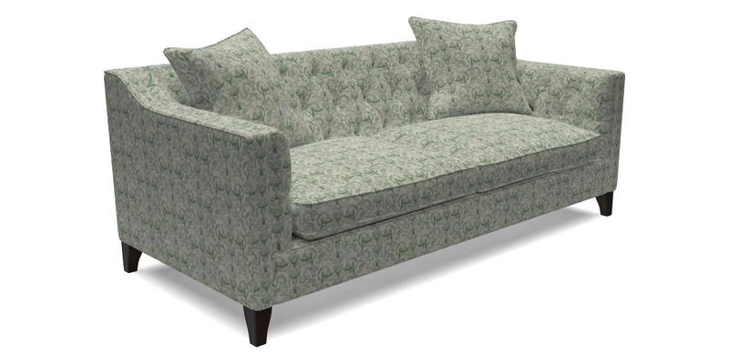 Haresfield 3 Seater Sofa in Linwood Omega Velvet Omega Airforce with Contrasting Piping