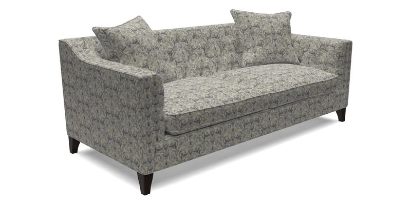 Haresfield 3 Seater Sofa in Linwood Omega Velvet Omega Airforce with Contrasting Piping