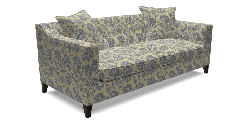 Haresfield 3 Seater Sofa in Linwood Omega Velvet Omega Airforce with Contrasting Piping