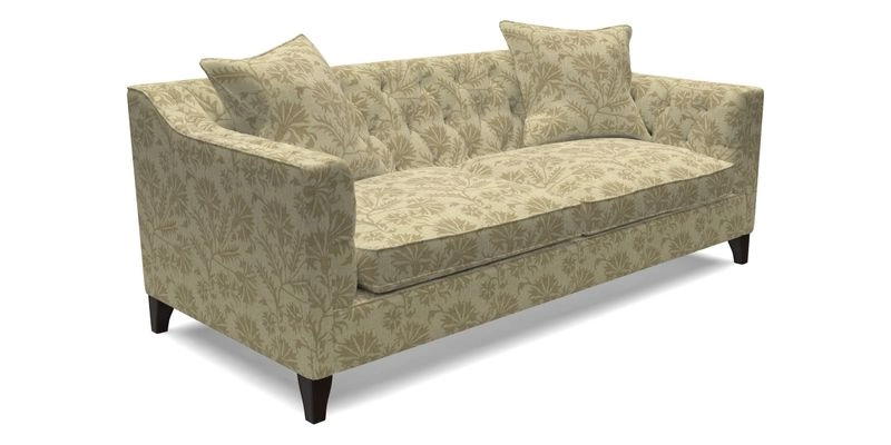 Haresfield 3 Seater Sofa in Linwood Omega Velvet Omega Airforce with Contrasting Piping