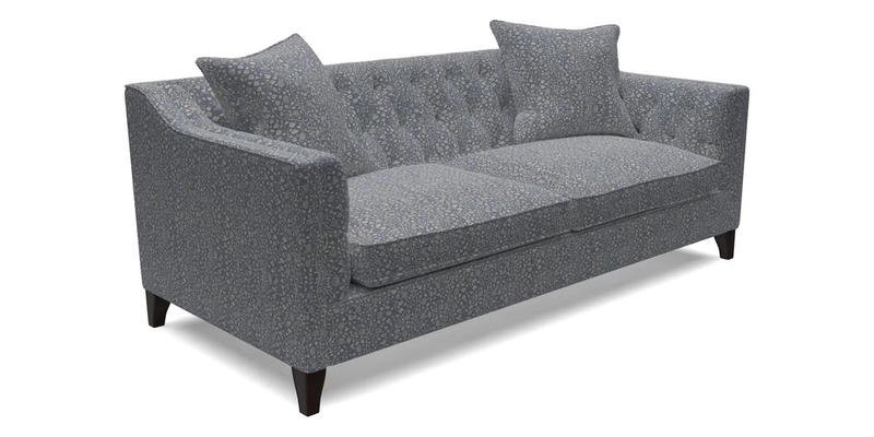 Haresfield 3 Seater Sofa in Linwood Omega Velvet Omega Airforce with Contrasting Piping