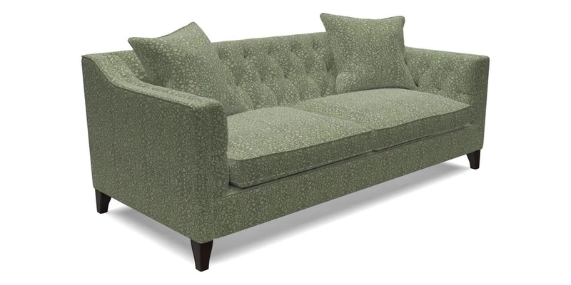 Haresfield 3 Seater Sofa in Linwood Omega Velvet Omega Airforce with Contrasting Piping