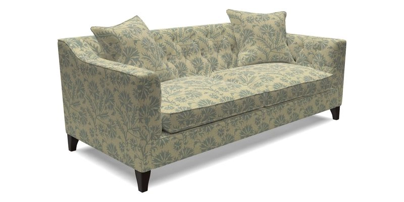 Haresfield 3 Seater Sofa in Linwood Omega Velvet Omega Airforce with Contrasting Piping