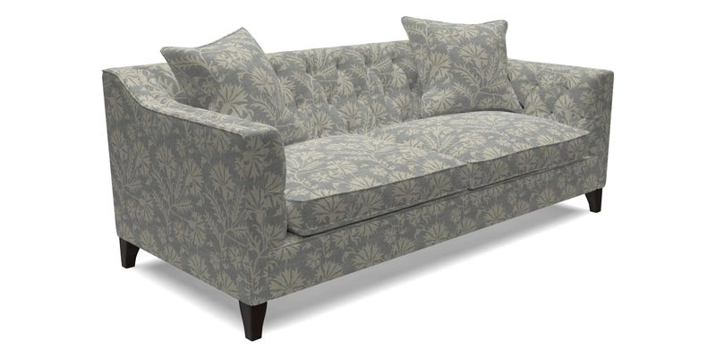 Haresfield 3 Seater Sofa in Linwood Omega Velvet Omega Airforce with Contrasting Piping