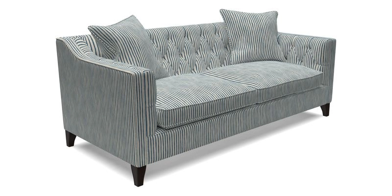 Haresfield 3 Seater Sofa in Linwood Omega Velvet Omega Airforce with Contrasting Piping