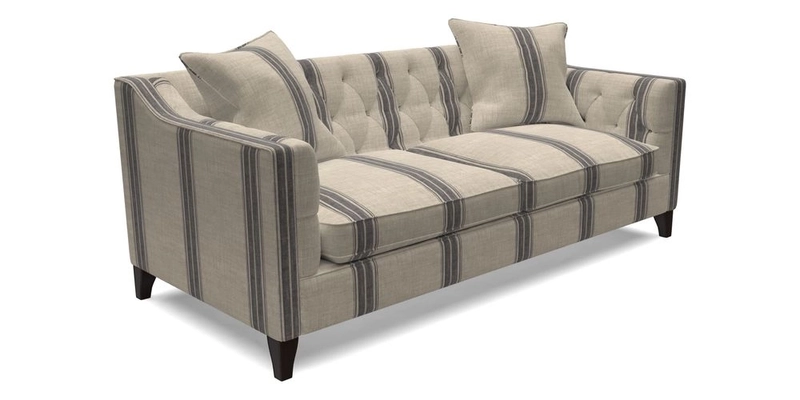 Haresfield 3 Seater Sofa in Linwood Omega Velvet Omega Airforce with Contrasting Piping