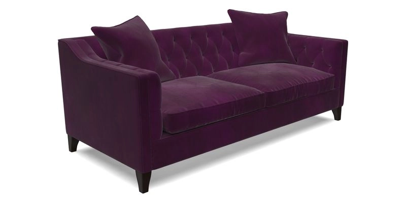 Haresfield 3 Seater Sofa in Linwood Omega Velvet Omega Airforce with Contrasting Piping