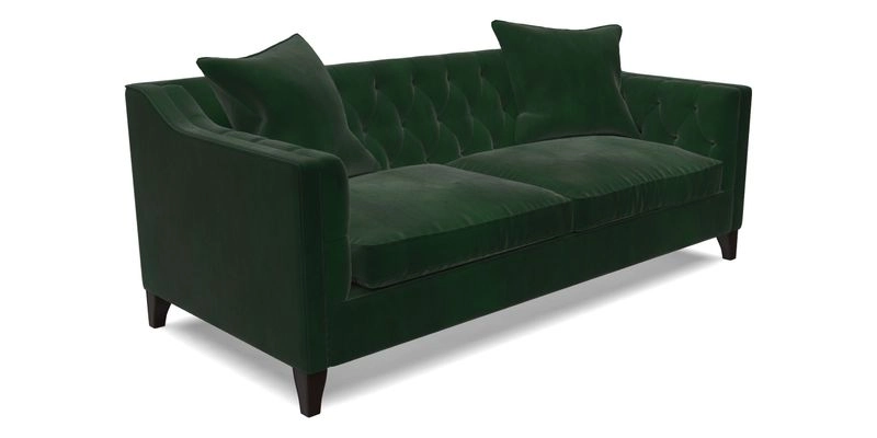 Haresfield 3 Seater Sofa in Linwood Omega Velvet Omega Airforce with Contrasting Piping
