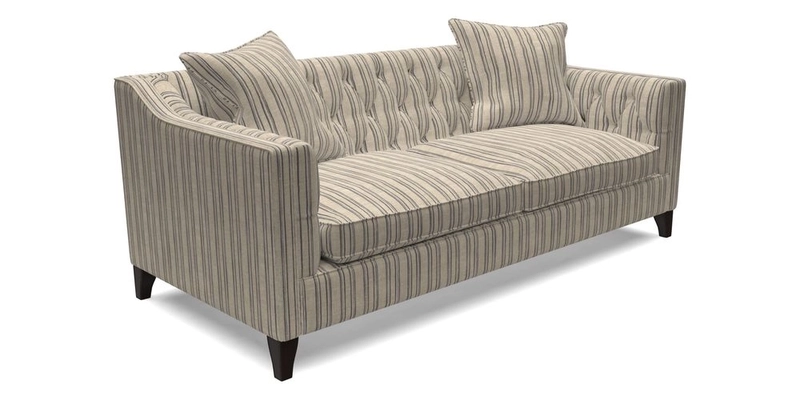 Haresfield 3 Seater Sofa in Linwood Omega Velvet Omega Airforce with Contrasting Piping