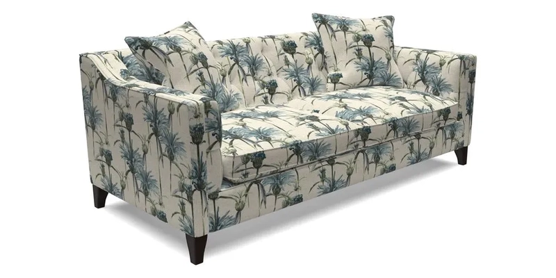 Haresfield 3 Seater Sofa in Linwood Omega Velvet Omega Airforce with Contrasting Piping