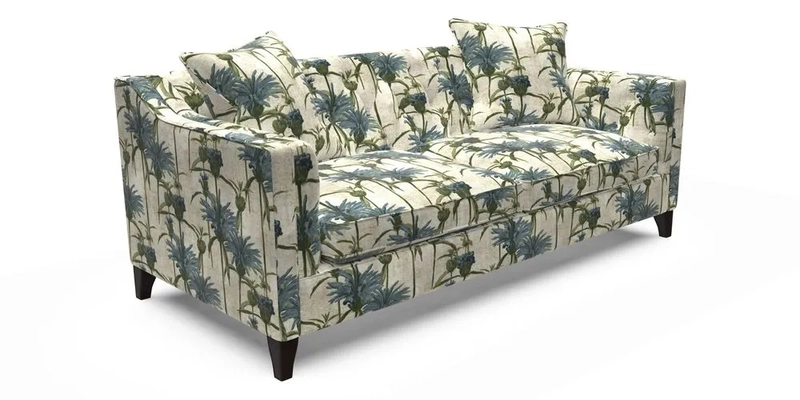 Haresfield 3 Seater Sofa in Linwood Omega Velvet Omega Airforce with Contrasting Piping