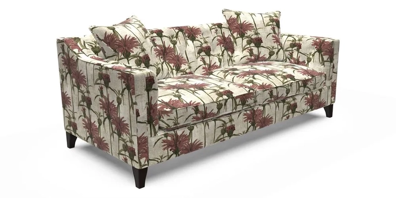 Haresfield 3 Seater Sofa in Linwood Omega Velvet Omega Airforce with Contrasting Piping
