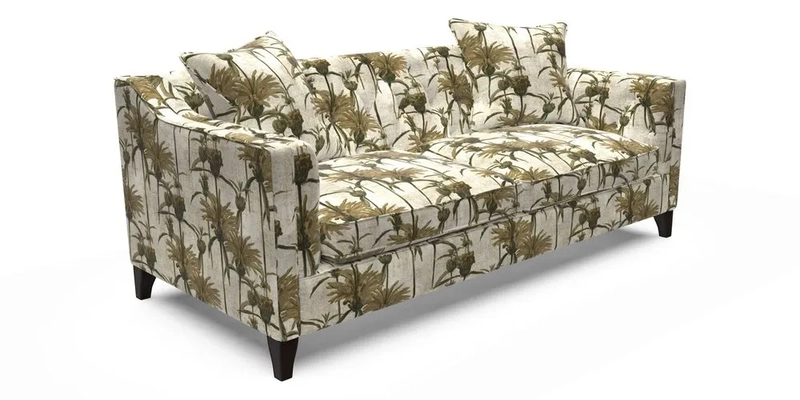 Haresfield 3 Seater Sofa in Linwood Omega Velvet Omega Airforce with Contrasting Piping