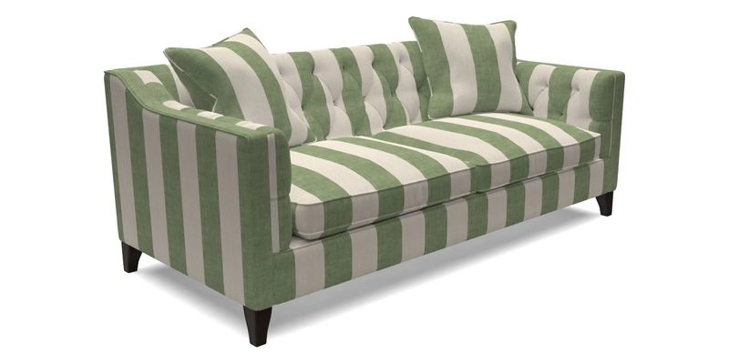Haresfield 3 Seater Sofa in Linwood Omega Velvet Omega Airforce with Contrasting Piping