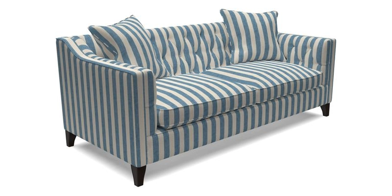 Haresfield 3 Seater Sofa in Linwood Omega Velvet Omega Airforce with Contrasting Piping