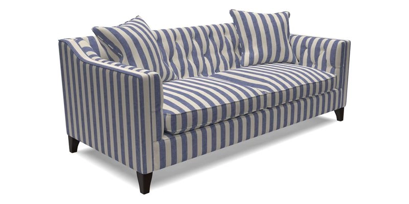 Haresfield 3 Seater Sofa in Linwood Omega Velvet Omega Airforce with Contrasting Piping