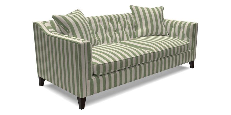 Haresfield 3 Seater Sofa in Linwood Omega Velvet Omega Airforce with Contrasting Piping