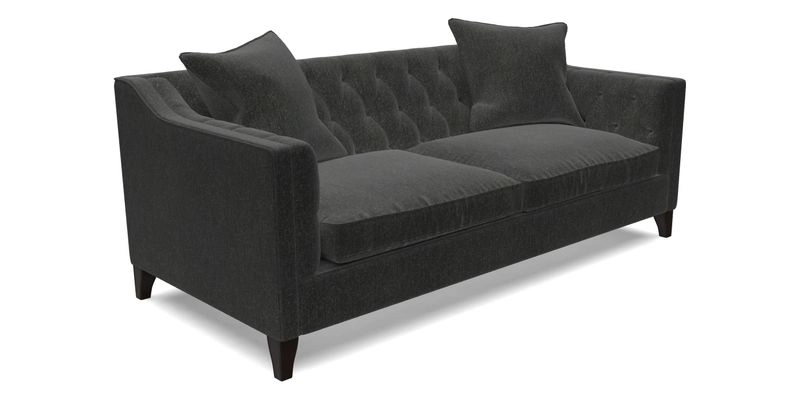 Haresfield 3 Seater Sofa in Linwood Omega Velvet Omega Airforce with Contrasting Piping