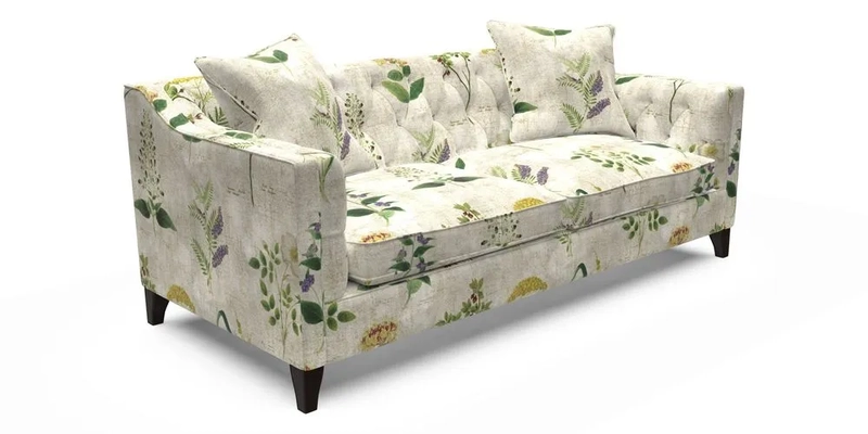 Haresfield 3 Seater Sofa in Linwood Omega Velvet Omega Airforce with Contrasting Piping