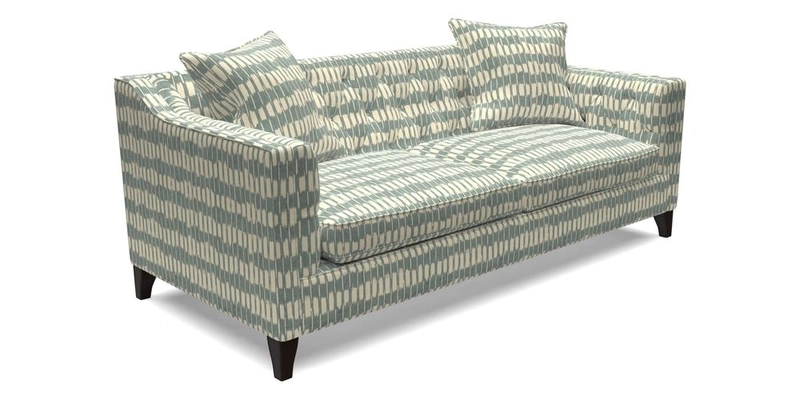 Haresfield 3 Seater Sofa in Linwood Omega Velvet Omega Airforce with Contrasting Piping