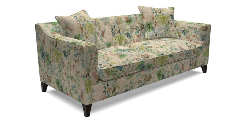 Haresfield 3 Seater Sofa in Linwood Omega Velvet Omega Airforce with Contrasting Piping