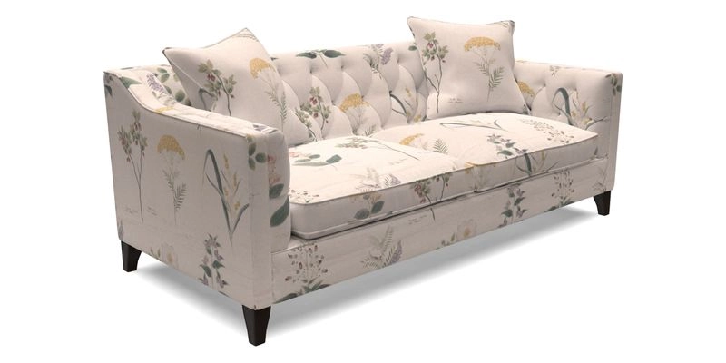 Haresfield 3 Seater Sofa in Linwood Omega Velvet Omega Airforce with Contrasting Piping