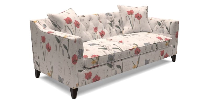 Haresfield 3 Seater Sofa in Linwood Omega Velvet Omega Airforce with Contrasting Piping