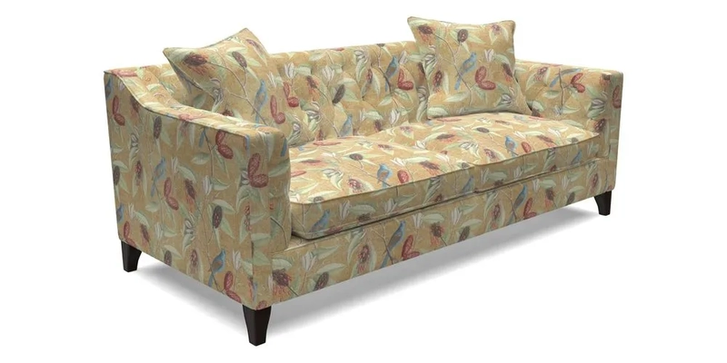 Haresfield 3 Seater Sofa in Linwood Omega Velvet Omega Airforce with Contrasting Piping