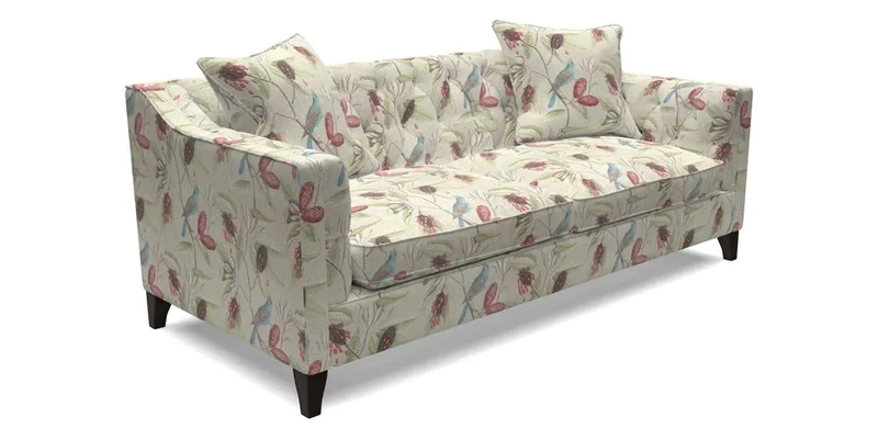 Haresfield 3 Seater Sofa in Linwood Omega Velvet Omega Airforce with Contrasting Piping