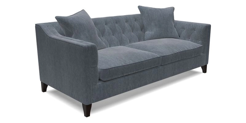 Haresfield 3 Seater Sofa in Linwood Omega Velvet Omega Airforce with Contrasting Piping