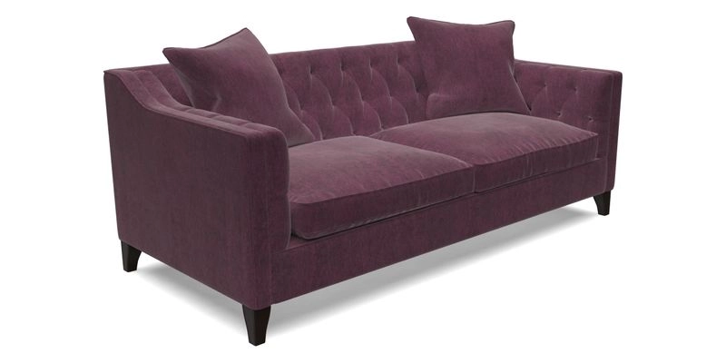 Haresfield 3 Seater Sofa in Linwood Omega Velvet Omega Airforce with Contrasting Piping