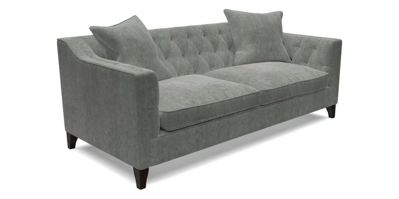 Haresfield 3 Seater Sofa in Linwood Omega Velvet Omega Airforce with Contrasting Piping