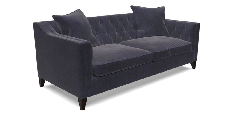 Haresfield 3 Seater Sofa in Linwood Omega Velvet Omega Airforce with Contrasting Piping