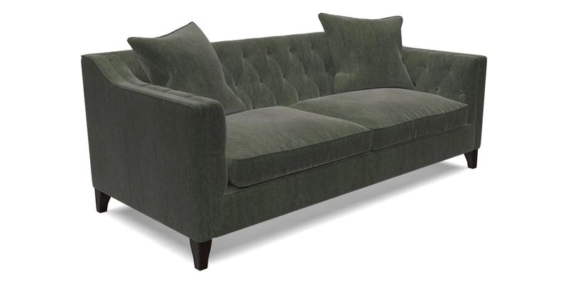 Haresfield 3 Seater Sofa in Linwood Omega Velvet Omega Airforce with Contrasting Piping